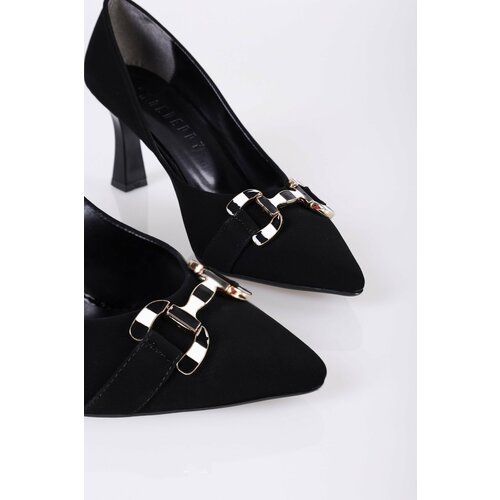 Shoeberry Women's Sadie Black Suede Heeled Shoes Stiletto Slike