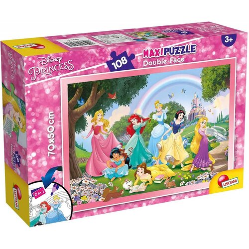 Lisciani Disney Princeze duga 2 u 1 slagalica od 108 dijelova i bojanka 70x50 cm - Lisciani Cene