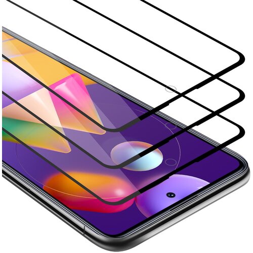Cadorabo 3x Celozaslonska za&amp;scaron;čitna folija, združljiva z Samsung Galaxy M31s - Za&amp;scaron;čitna folija v transparentno s čarno - 3-pack Kaljeno steklo za za&amp;scaron;čito zaslona s trdoto 9H in 3D dotikom, (20553274) Slike