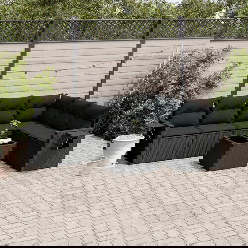  The Living Store Vrtna sedežna garnitura 7-delna z blazinami črn poli ratan - Vrtna Sedežna Garniture, (21478289) Cene