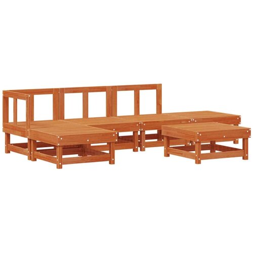  Set lounge namje&amp;scaron;taja za vrt 6 pcs Vosak Smeđa Masivna borovina - Vosak smeđa bor Slike