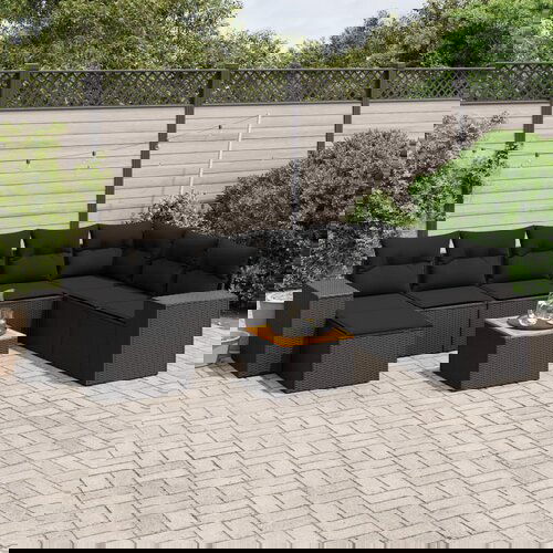 vidaXL 9-dijelni set vrtnih sofa s jastucima crni od poliratana Cijene