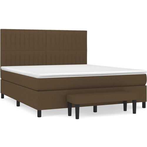 VidaXL Box spring postelja z vzmetnico temno rjava 180x200 cm blago, (20899908) Slike