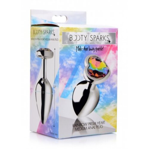 Booty Sparks Analni čep Rainbow Heart, srednji Cene
