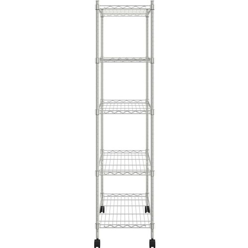 VidaXL Police za pohranu 5 razina s kotačima 75x35x155 cm krom 250 kg Slike