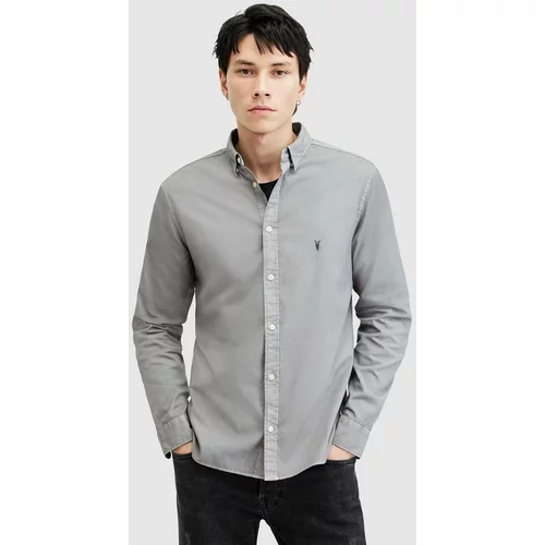 AllSaints Košulja za muškarce, boja: siva, regular, s klasičnim ovratnikom