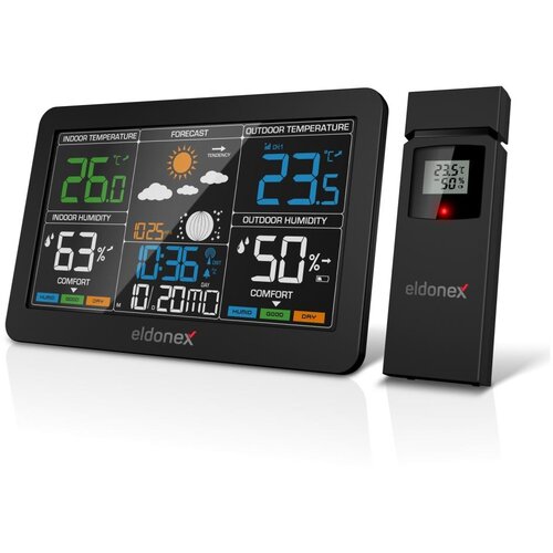  ELDONEX EWS-1010-BK - Meteostanica sa LCD displejem 2xAAA crna Cene