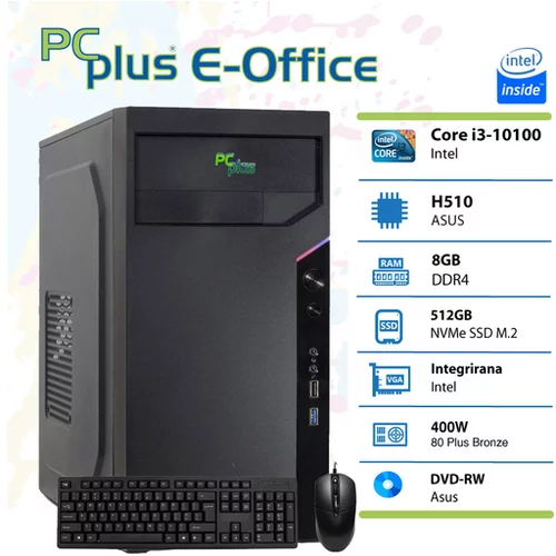 PCPLUS e-office i3-10100 8gb 512gb nvme ssd miška in tipkovn