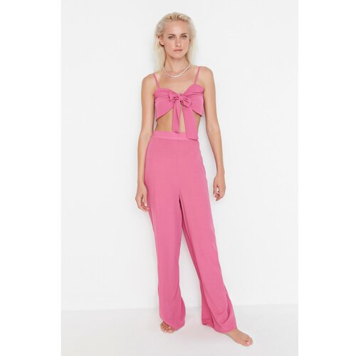 Trendyol Pink Lacing Detailed Blouse-Pants Set Slike