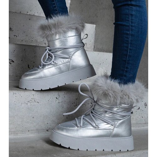Gemre Silver insulated snow boots with fur Arilla Cene