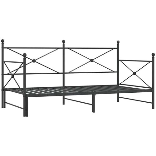  Krevet na rasklapanje bez madraca crni 100x200 cm čelik Slike