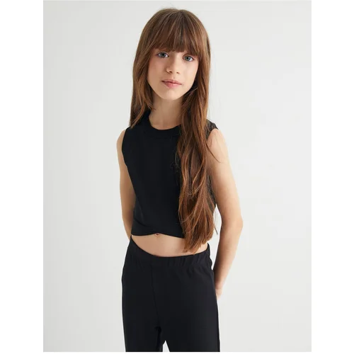  Crop Knit Tank Top Dumbbell Neck Slim Fit Asymmetric Cut