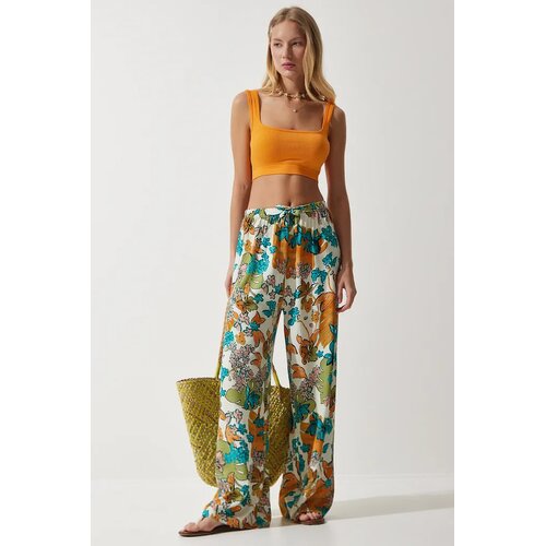  ženske krem tirkizne &amp;scaron;arene lepr&amp;scaron;ave viskozne regular fit pantalone EN00606, krem tirkizna / krem Slike