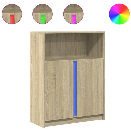 Maison Chic Komoda - Predalnik z LED sonoma hrast 77x34x100 cm inženirski les, (21720083) Slike