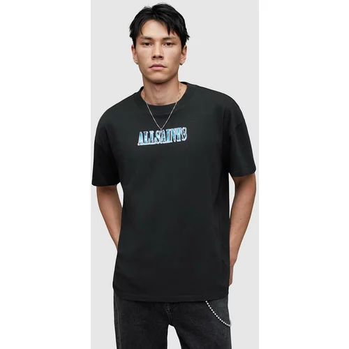 AllSaints Pamučna majica Quasar za muškarce, boja: crna, s tiskom