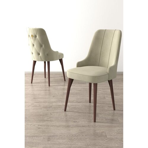 Hanah home set trpezarijskih stolica Enoa 8 kom, krem tkanina Babyface, drvene noge boje oraha Cene