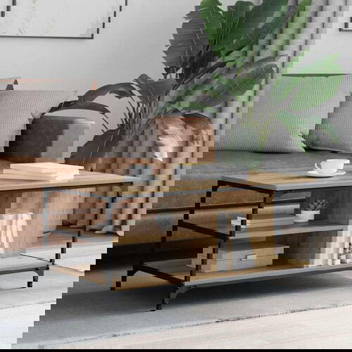 VidaXL Klubska miza Umetni hrast 100 x 50 x 45 cm Konstruiran les Slike