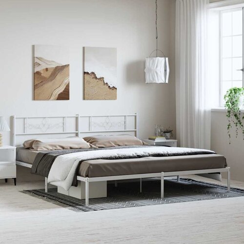  Metalni okvir za krevet s uzglavljem bijeli 183x213 cm Cijene