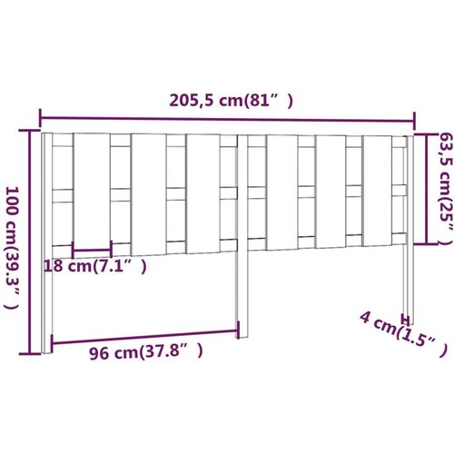  Uzglavlje za krevet sivo 205 5 x 4 x 100 cm od masivne borovine Slike