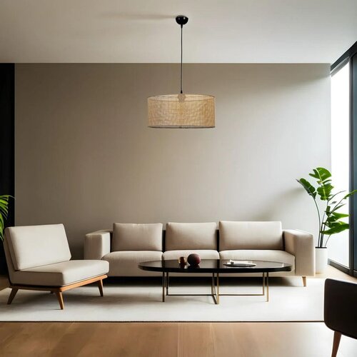 Opviq Örgülü rattan abajurlu tekli Sarkıt avize goldblackbeige chandelier Cene