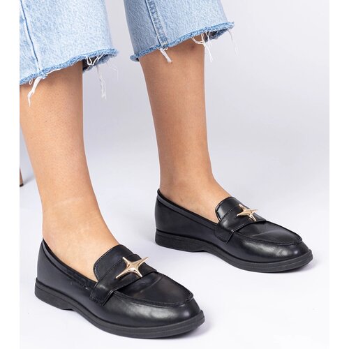 Gemre Black women's loafers with gold decoration Senna Cijene