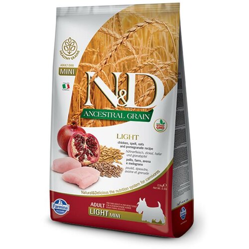 N&d suva hrana za pse ancestral grain light mini piletina, spelta, ovas i nar 2.5kg Cene