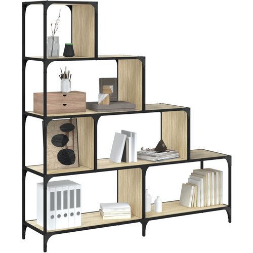  The living store knjižna omara 4-nadstropna sonoma hrast 139x33,5x149cm inž. les - knjižna omara, (21499605) Cene