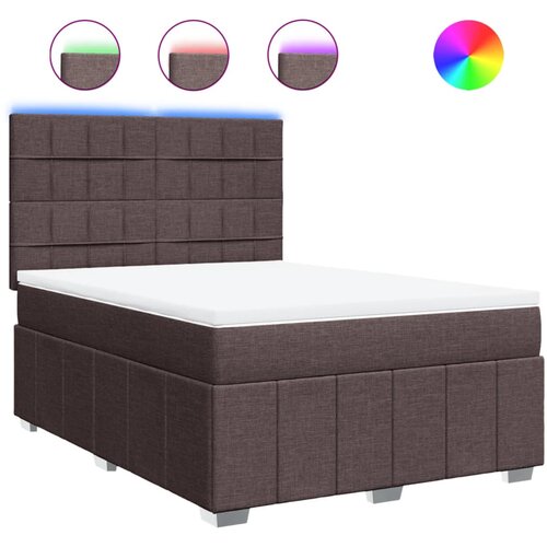 vidaXL Box spring postelja z vzmetnico temno rjav 140x190 cm blago, (21304844) Cene
