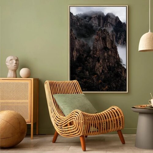  Slika - Heart of Mountain Landscape (1-part) - Clouds Amid Rocks 40x60 U prirodnom drvenom okviru Slike