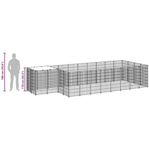  Kavez za pse crni 10,89 m&amp;sup2; čelični Slike