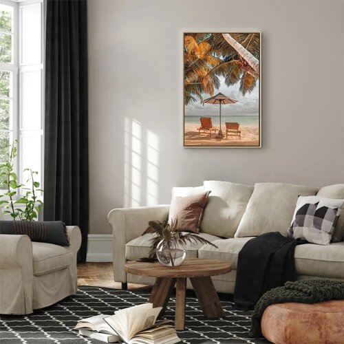  Slika - Palm Umbrella (1 Part) Vertical 60x90 U prirodnom drvenom okviru Slike