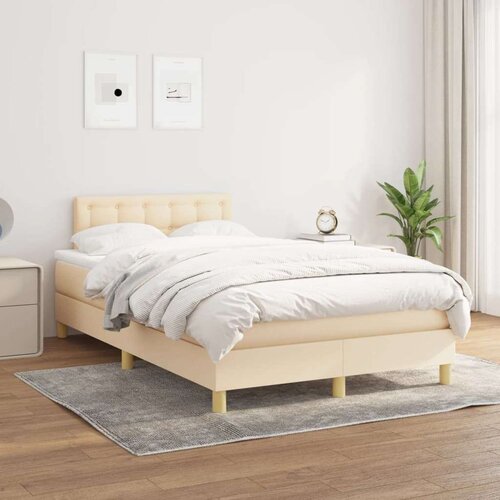  Box spring postelja z vzmetnico krem 120x200 cm blago, (20727060) Cene