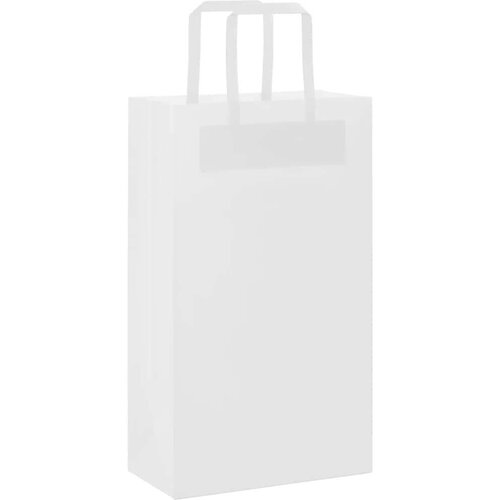 VidaXL Papirnate vrećice 250 kom s ručkama bijele 21x11x36 cm Slike