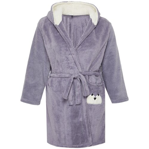 Trendyol Curve Gray Animal Figured Wellsoft Knitted Dressing Gown Slike