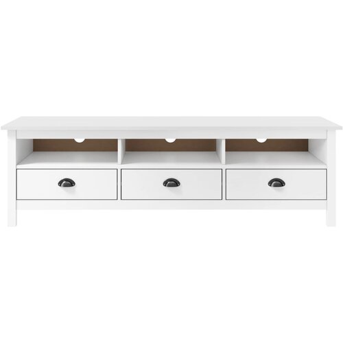 Maison Chic TV omarica - TV stojalo - Televizijska omarica Hill bela 158x40x47 cm trdna borovina, (21698868) Slike