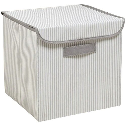 Mioli Decor Siva tekstilna škatla za shranjevanje s pokrovom 30x30x30 cm – Cene