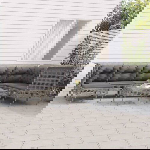  8-dijelna vrtna garnitura od poliratana s jastucima siva Cijene