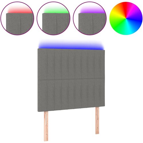 Maison Chic led posteljno vzglavje - vzglavna omarica - nočna omarica temno sivo 100x5x118/128 cm blago, (21709529) Slike