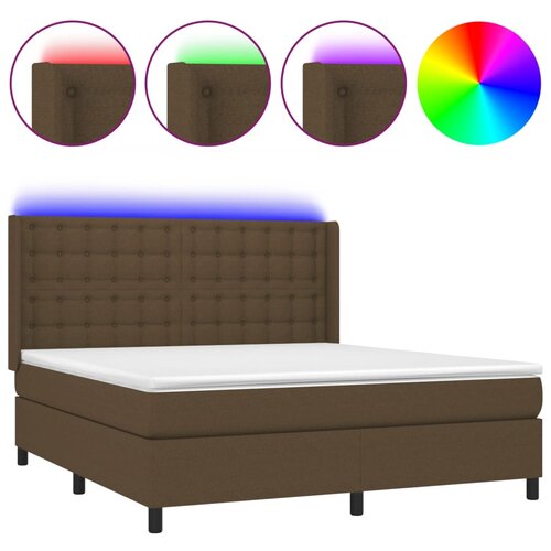 VidaXL Box spring postelja z vzmetnico LED temno rjava 160x200cm blago, (20899631) Slike
