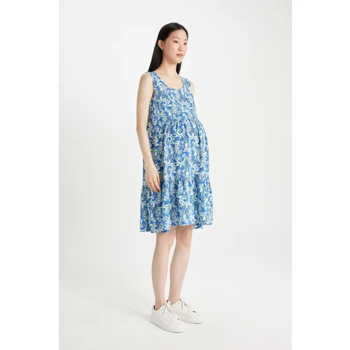 Defacto Strappy Midi Patterned Maternity Dress