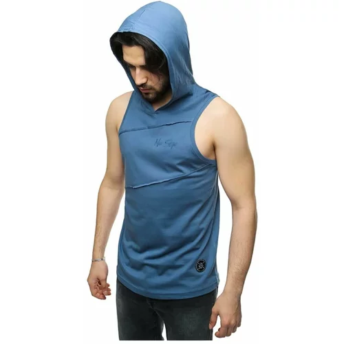 Madmext Indigo Hooded Sleeveless T-Shirt 2538