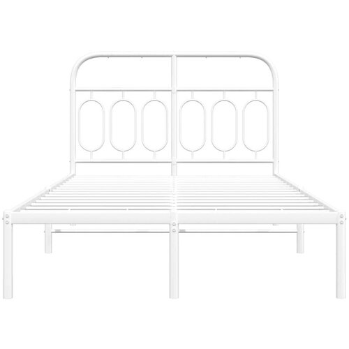 VidaXL Metalni okvir za krevet s uzglavljem bijeli 120x200 cm Slike