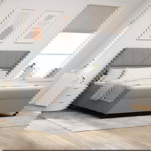 Box Spring Krevet s Madracem i LED Svjetlom Svjetlosiva 160x200 cm Tkanina Cijene