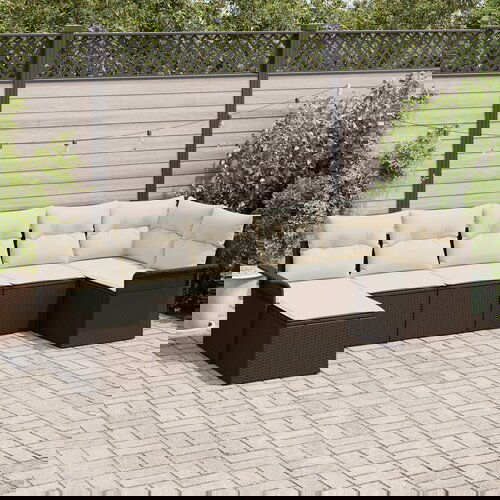 vidaXL set kauča od 7 dijelova s jastučićima smeđi poli ratan Cijene