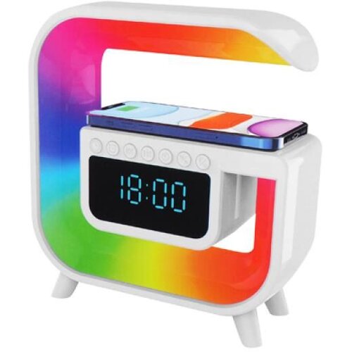 Ltc namizna RGB svetilka-ura-budilka z brezžičnim polnilcem, Bluetooth, FM, (21052194) Slike