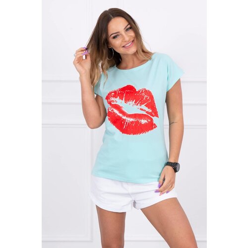 Kesi Blouse with mint lip print Slike