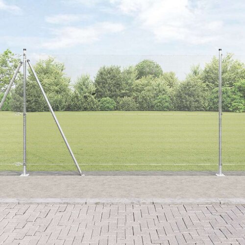 VidaXL zavarena žičana ograda sa 7 flan&amp;scaron;iranim stupovima 1.6x10 m pocinčani čelik Slike