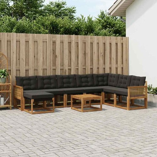  Set vanjskih sofa 9 pcs Prirodna i crna Cijene