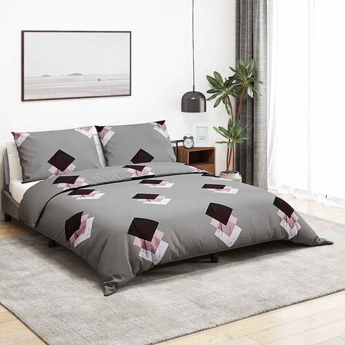  Set posteljine za poplun sivi 155x220 cm pamučni Cijene
