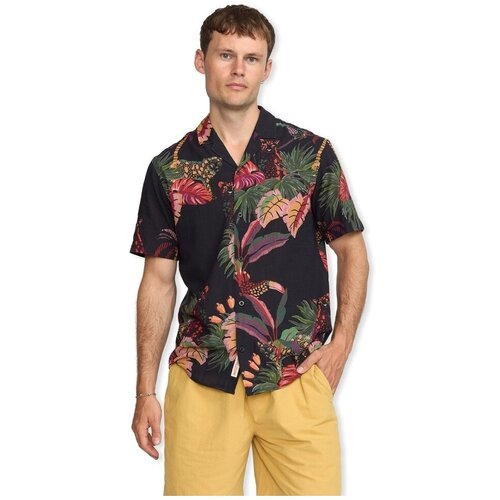 Rvlt Revolution Srajce z dolgimi rokavi Short Sleeved Cuban Shirt 3167 - Black Črna Slike